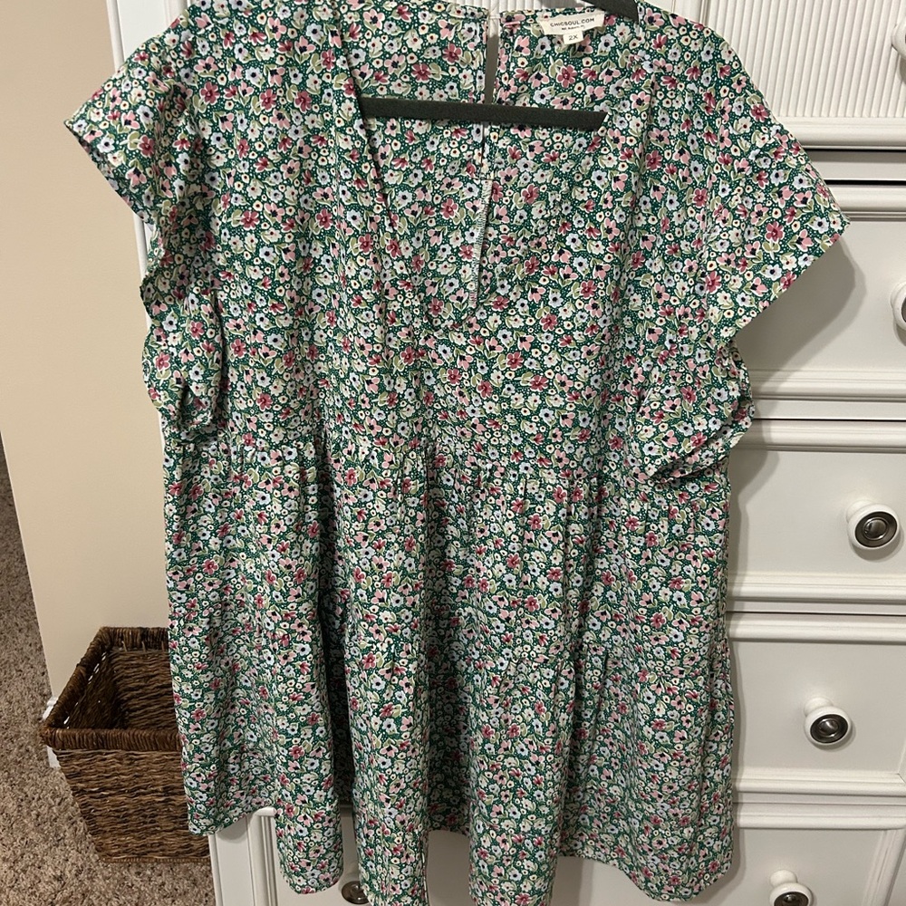 Chic Soul Green Floral Blouse